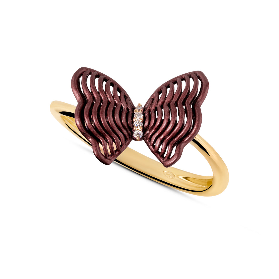 Papillon Collection - Maroon Butterfly Diamond Ring