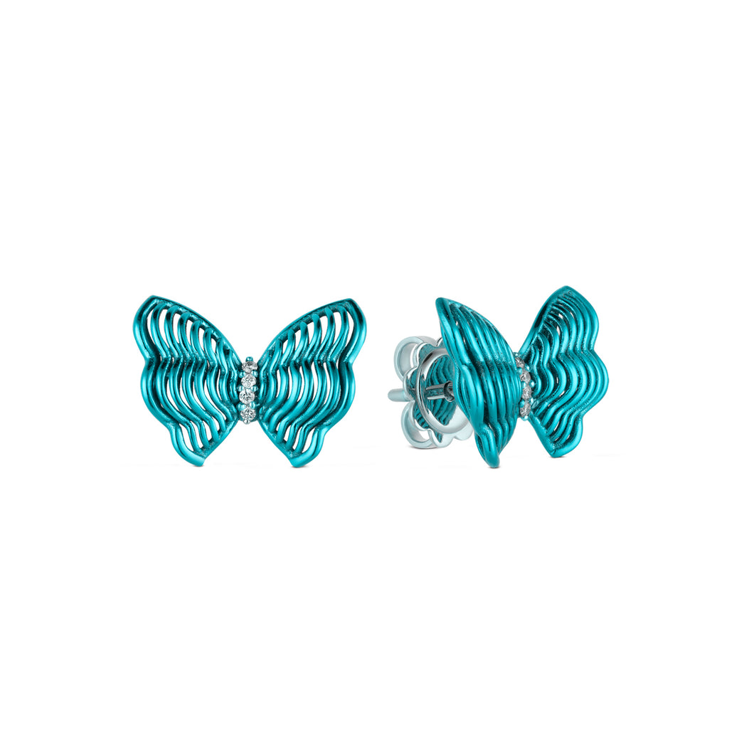 Papillon Collection - Turquoise Butterfly Diamond Earrings