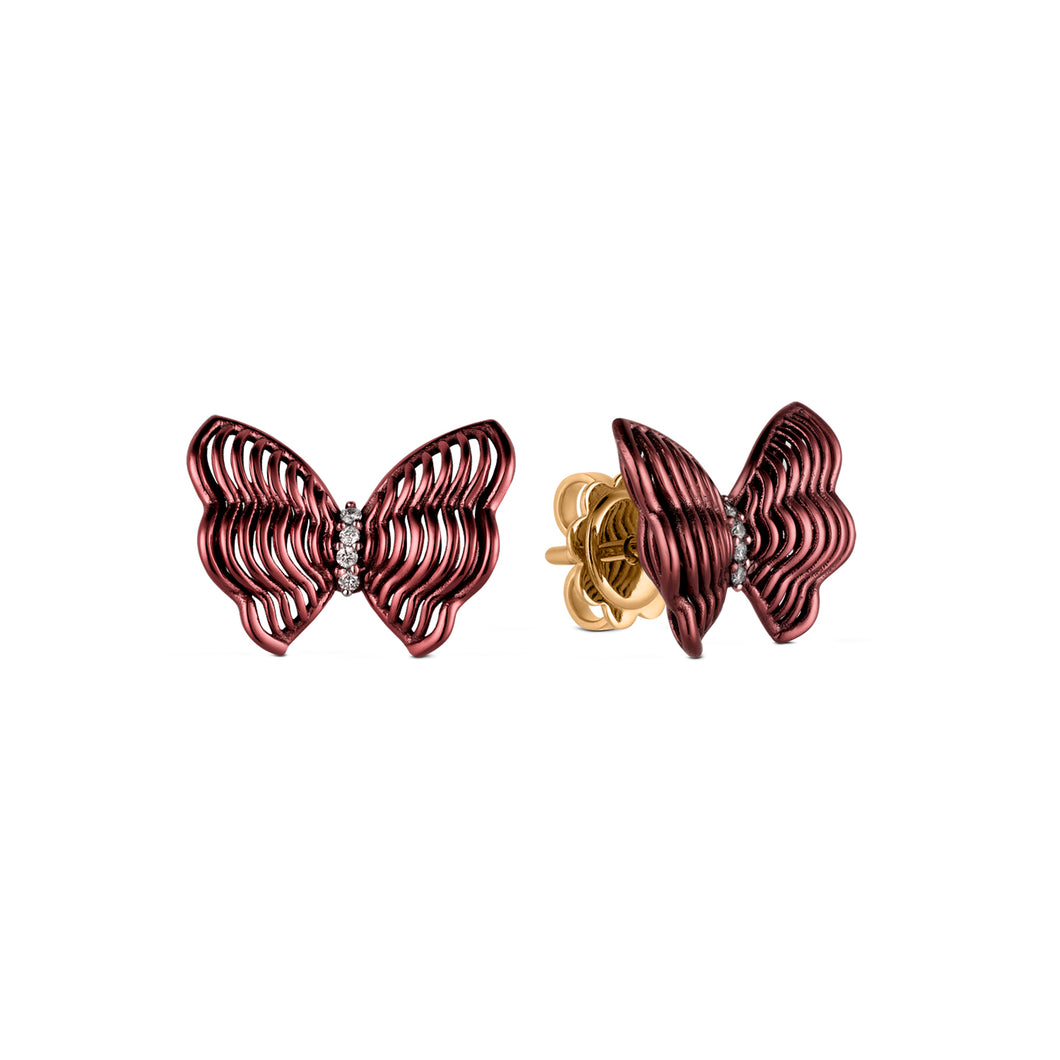 Papillon Collection - Maroon Butterfly Diamond Earrings