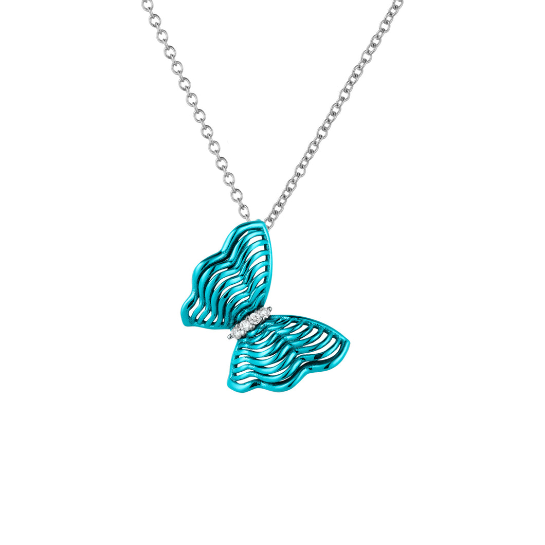 Papillon Collection - Turquoise Butterfly Diamond Pendant