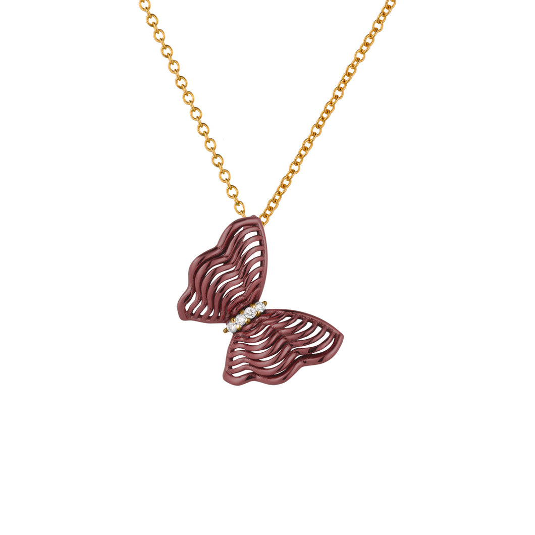 Papillon Collection - Maroon Butterfly Diamond Pendant