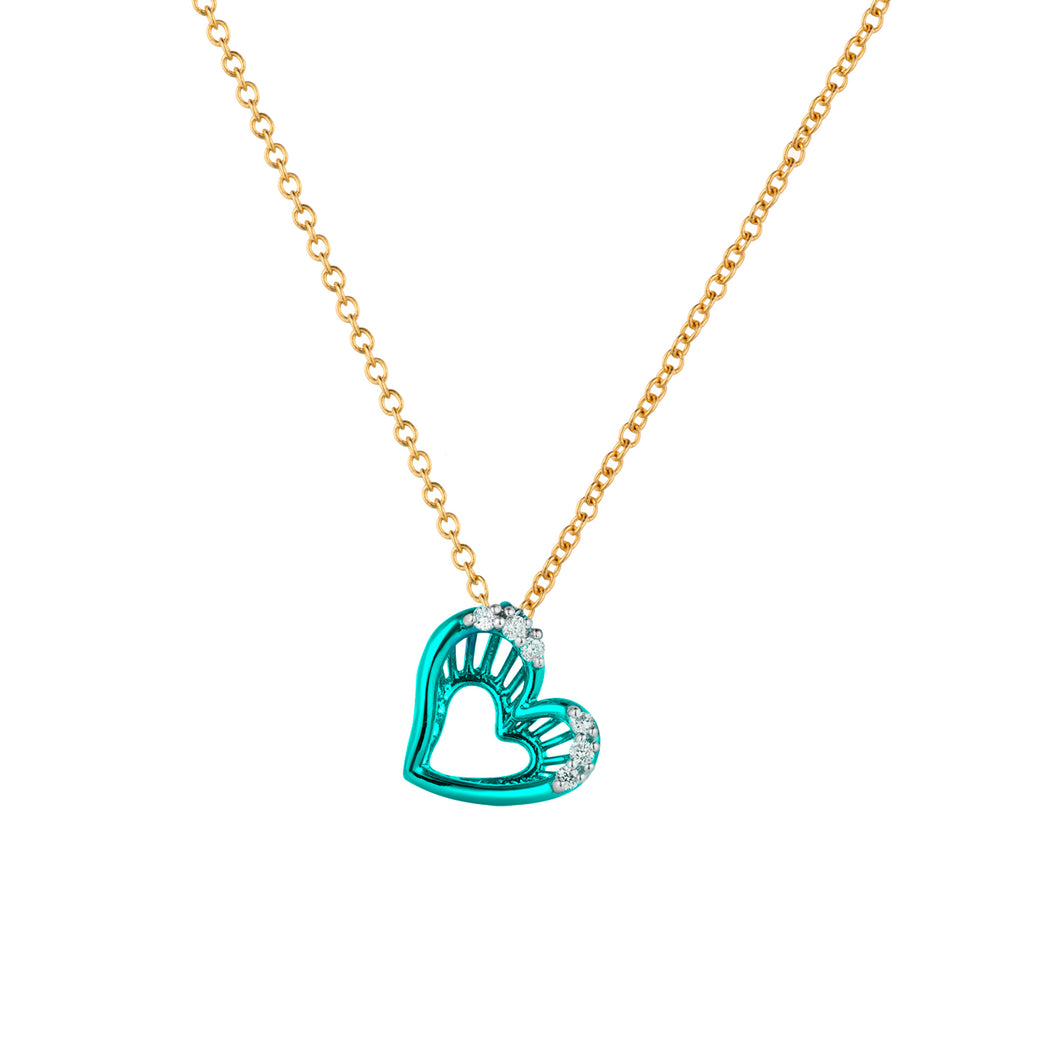 Color My Love - Turquoise Heart Diamond Pendant