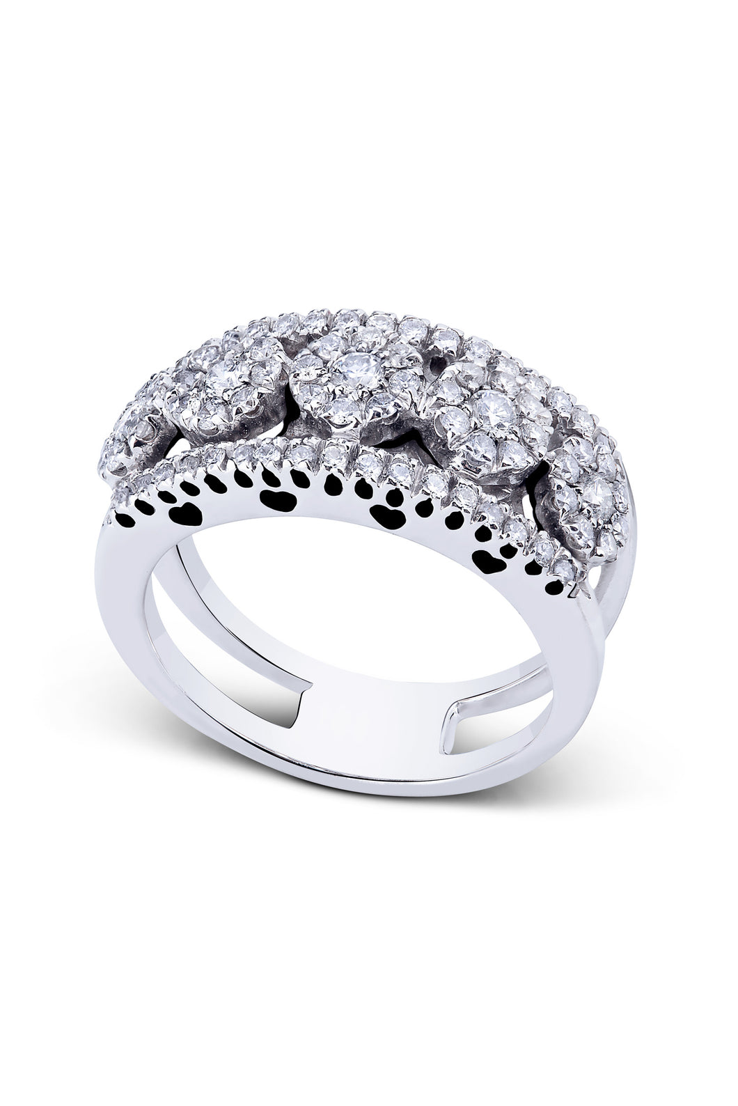 FIORI · 18k White Gold Ring bead-set with 79 Round Brilliant Cut Natural Diamonds.