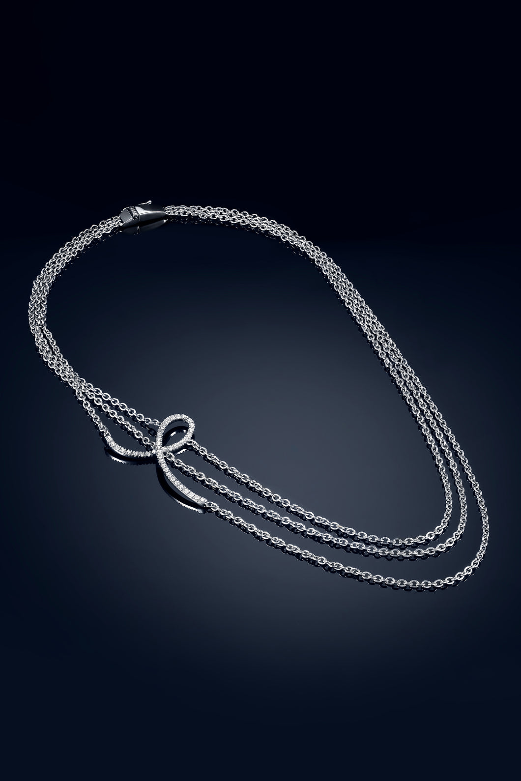 LOOPS · 18k White Gold 18 Inch (46 cm) Necklace set with 38 Round Brilliant Cut Natural Diamonds.