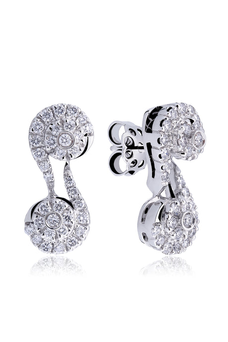 CAVALLUCCIO · 18k White Gold Designer Earrings set with 68 Round Brilliant Cut Natural Diamonds.