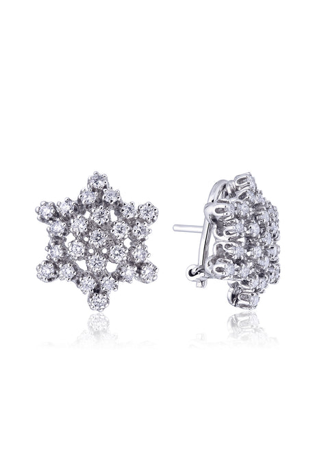 ESTRELLA · 18k White Gold Designer Earrings set with 50 Round Brilliant Cut Natural Diamonds